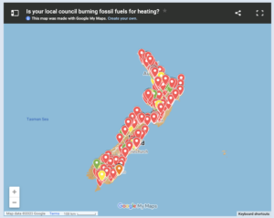 Google map view of Aotearoa with icons showing all of all the institutions needing funding
