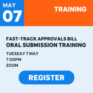 fast track approvals bill oral submission training - tuesday 7 may, 7pm on zoom. click on icon to register