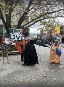 Protestors celebrate the delay of Bathurst's application 